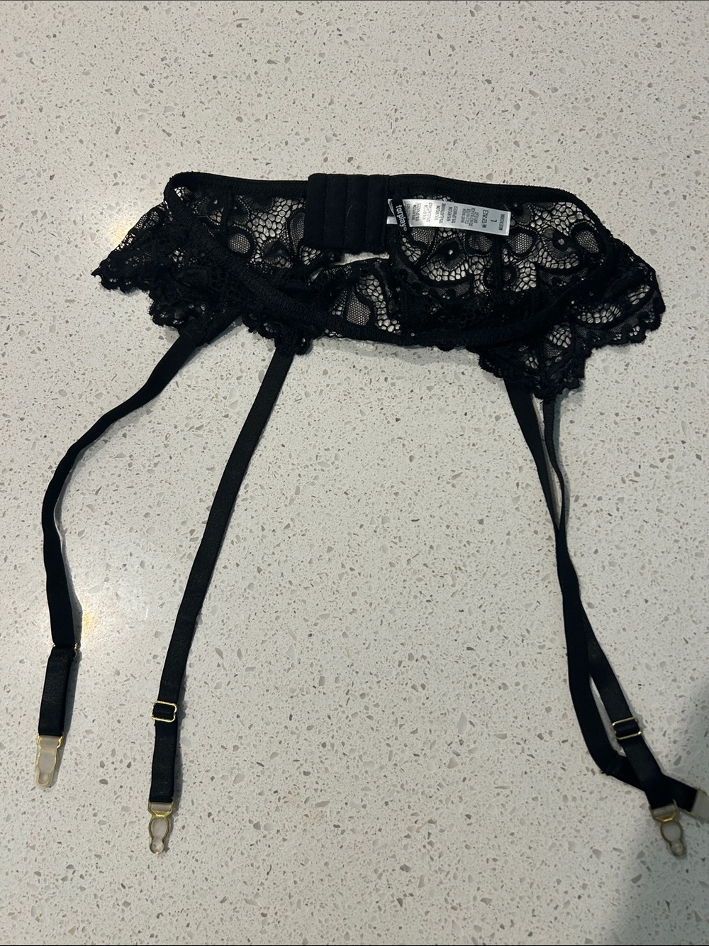 Sheer Black Lace Garter Belt with Adjustable Straps